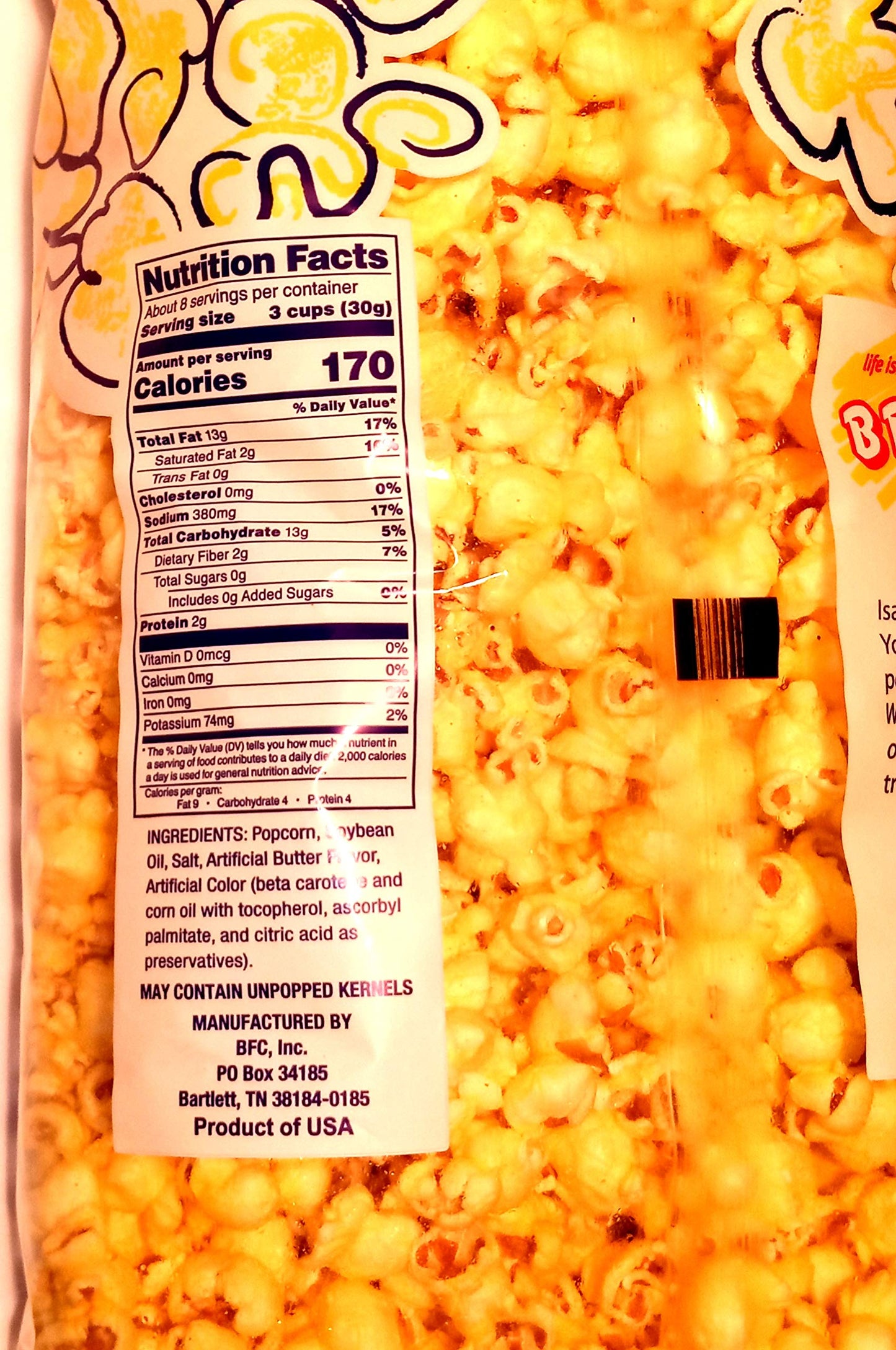 Brim's Movie Theater Butter Flavored Premium Popcorn (large 8 oz Bag)