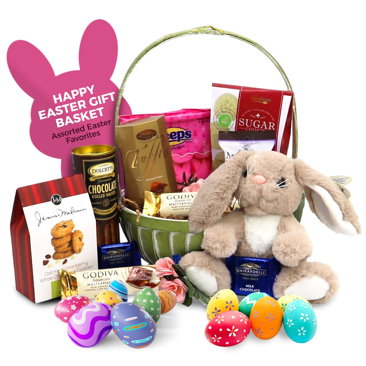 Gift Basket Village Happy Easter Gift Basket, Festive Easter Basket for Kids & Adults, Thoughtful Easter Gift & Care Package, Easter Basket Ideas