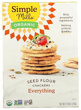 Simple Mills Organic Seed Crackers, Everything, Gluten Free, Flax Seed, Sunflower Seeds, Corn Free, Low-Calorie Snacks, Plant Based, Nutrient Dense