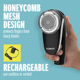 Conair Fabric Shaver and Lint Remover, Rechargeable Portable Fabric Shaver, Black
