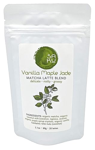 SAKU Tea, Vanilla Maple Jade Matcha Latte Blend, Super Food Latte, 2.1oz Bag