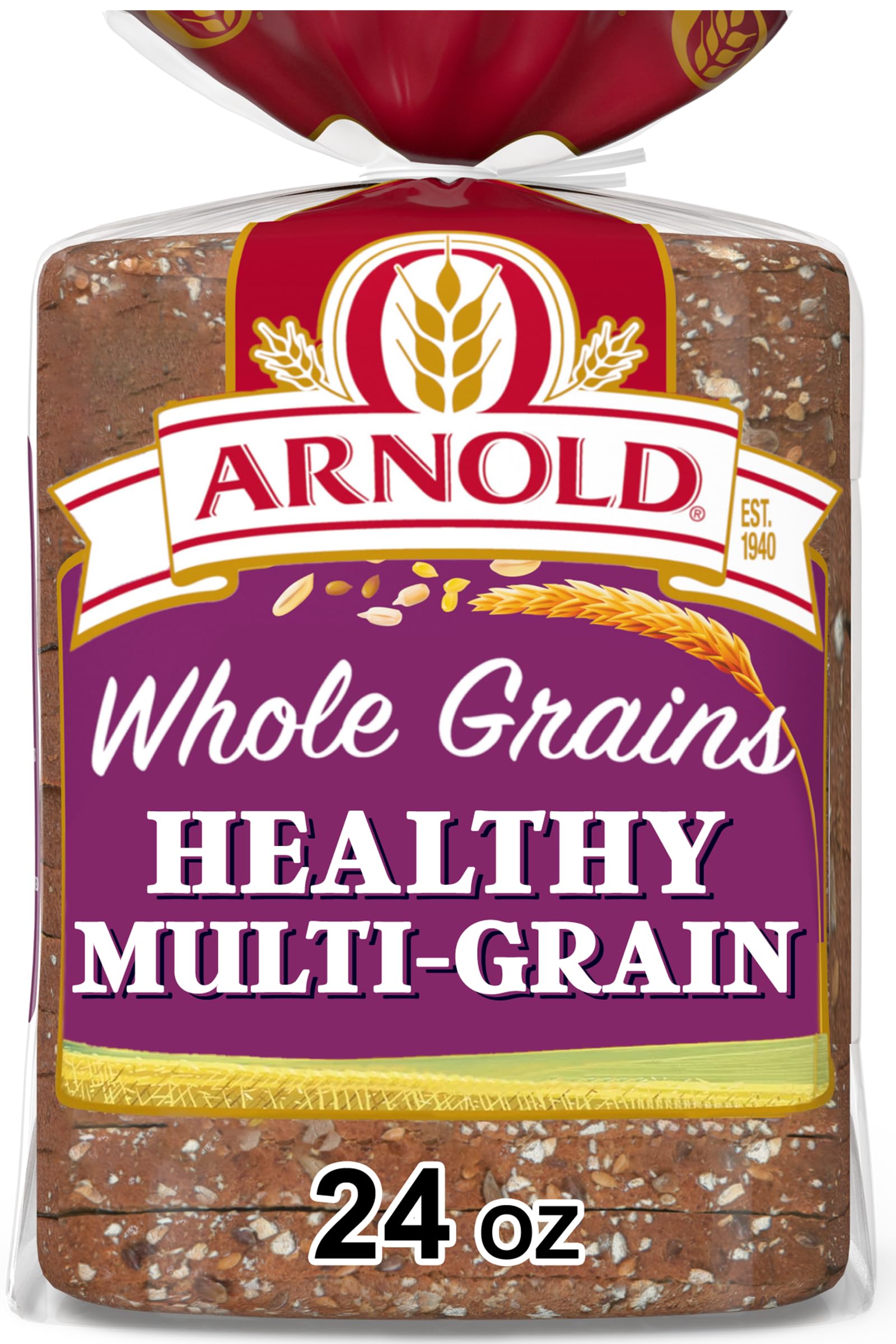 Arnold Whole Grains Healthy Multi Grain Bread, Whole Grain Bread Free From Artificial Colors, Flavors and Preservatives, 24 oz Loaf