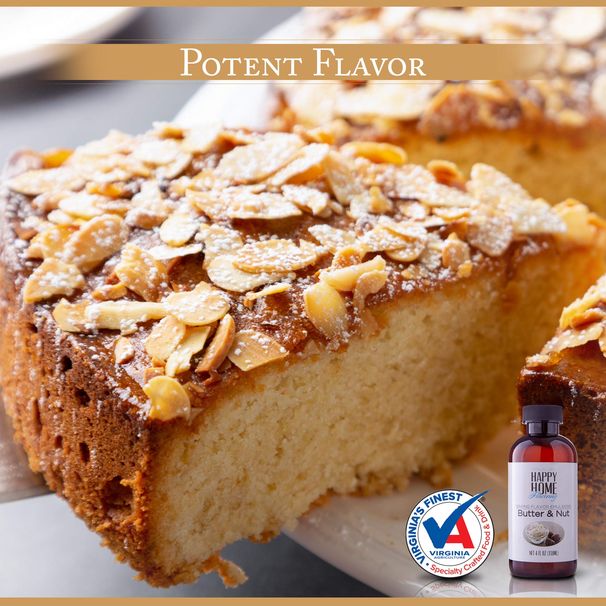 Happy Home Flavoring Imitation Butter & Nut Baking Flavor Emulsion - Certified Kosher, 4 oz.