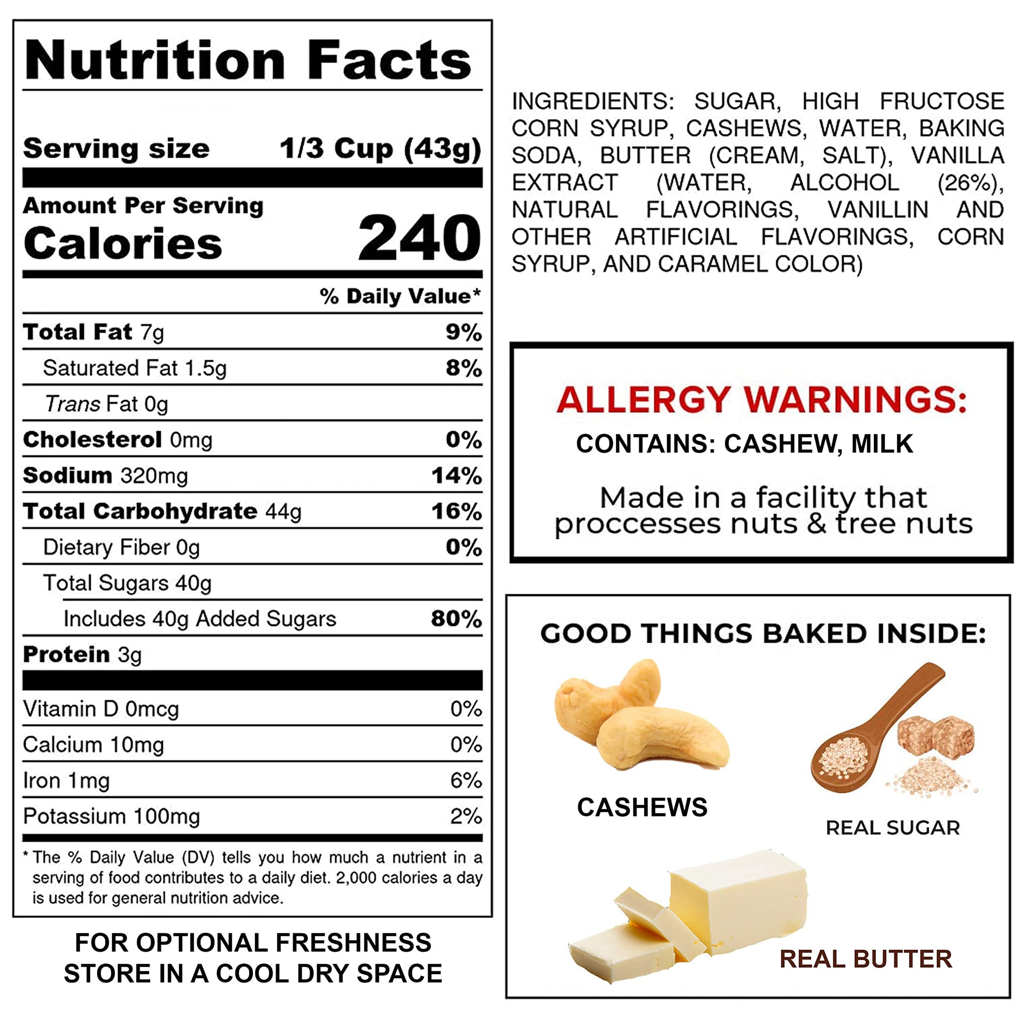 Premium Candy (Cashew Brittle (2-10 oz. Tub))