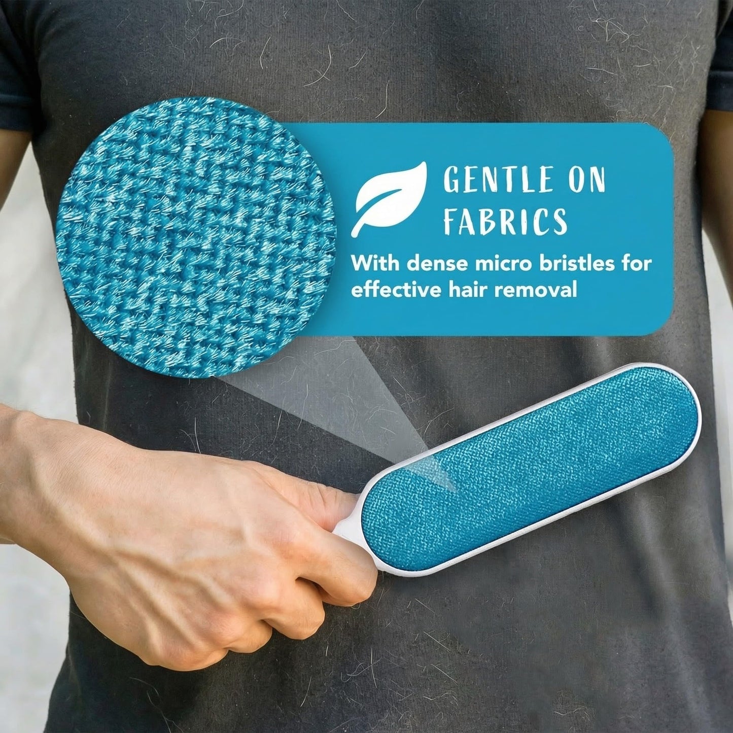 Lint Brush and Pet Hair Remover for Laundry, Clothes, Couches, Car Seats, Furniture and Fabric. Reusable Dog and Cat Fur Wizard Hair Removal Brush