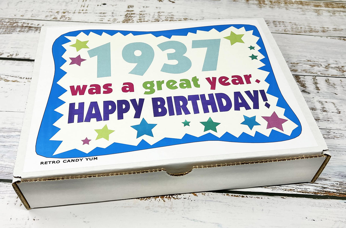 RETRO CANDY YUM ~ 1937 89th Birthday Gift Box of Nostalgic Candy Mix from Childhood for 89 Year Old Man or Woman Born 1937
