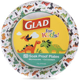 Glad for Kids Dinosaur Disposable Paper Plates, Heavy Duty Soak Proof Microwave Safe Kids Plates for Snacks, Meals, and Parties, Fun Dino Design