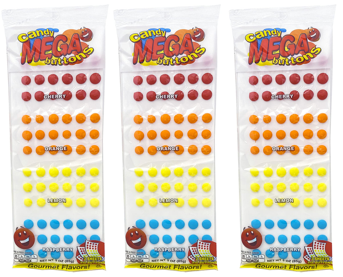 Stichler Mega Candy Buttons Retro Candy Pack of 3, 648 Buttons Total