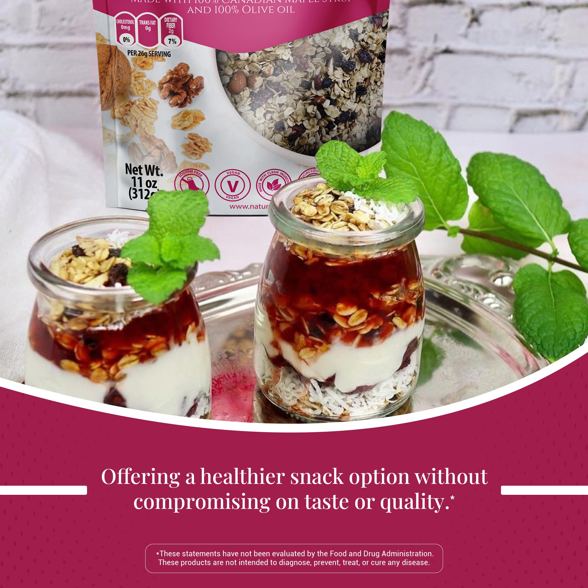 Nature's Mix - Cranberry Maple Granola - Cranberries, Almonds, Maple Syrup, Currants, Olive Oil, Sunflower Seeds, Cinnamon - Small