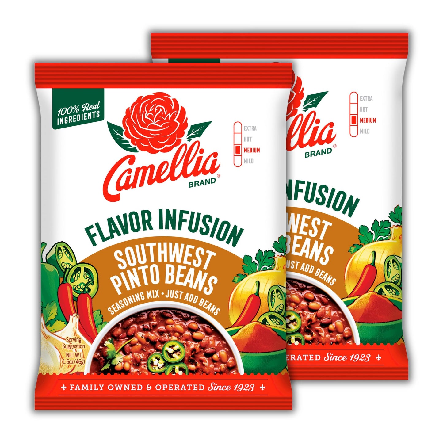 Camellia Beans Southwest Pinto Bean Flavor Infusion Seasoning Mix - Smoky Chili, Cumin & Vegetable Blend - All-Natural, Non-GMO, No MSG, Gluten-Free