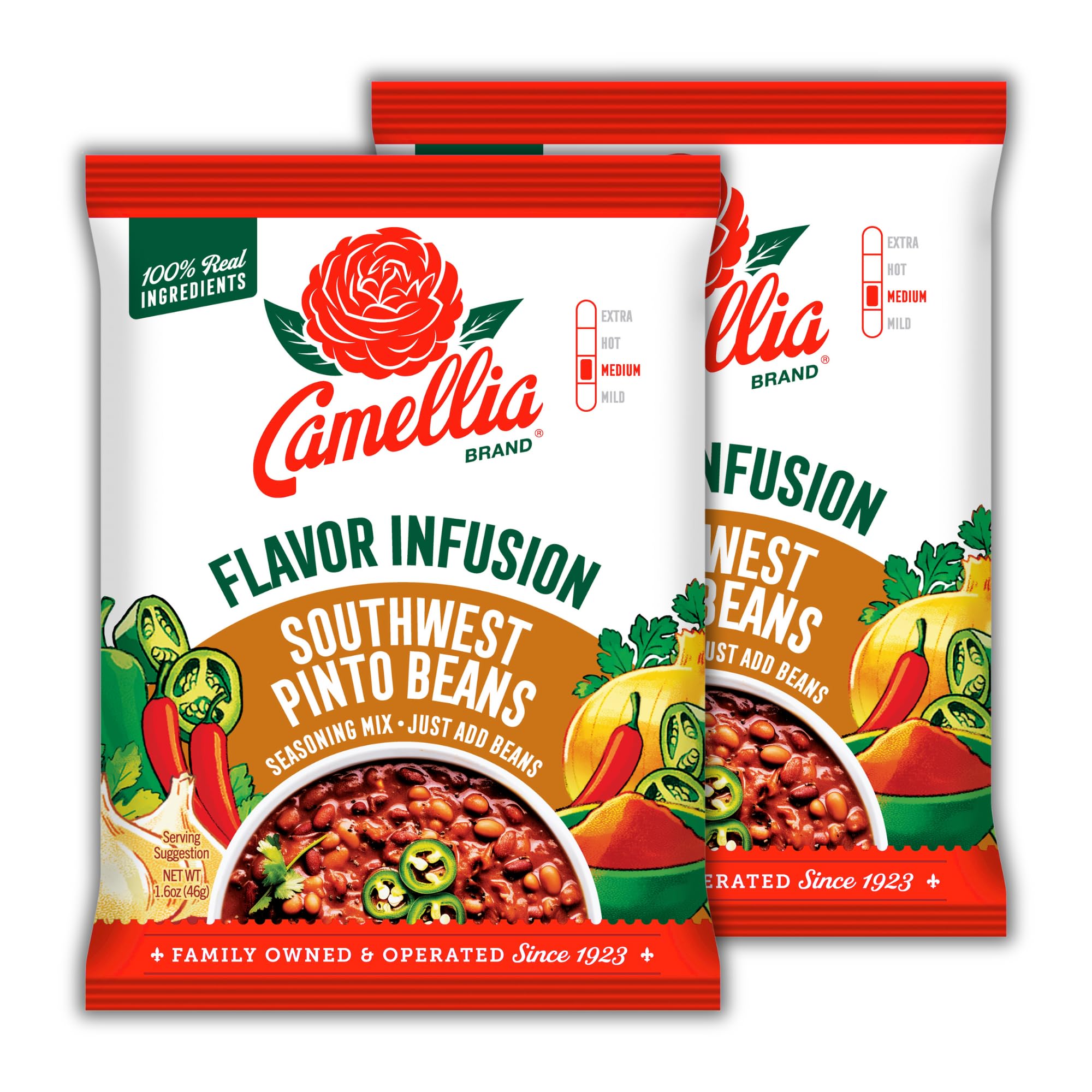 Camellia Beans Southwest Pinto Bean Flavor Infusion Seasoning Mix - Smoky Chili, Cumin & Vegetable Blend - All-Natural, Non-GMO, No MSG, Gluten-Free