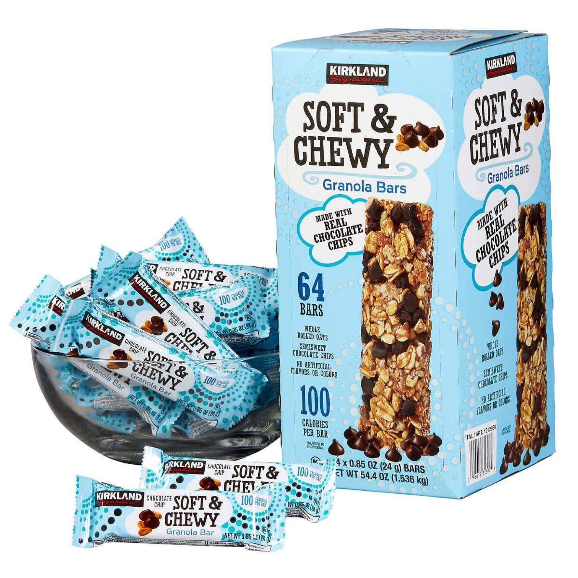 ZENVOIRA Gift Snack Box - includes Kirkland Soft & Chewy Chocolate Chip Granola Bars, 60x24g (1.54kg/54.4 oz) Snack Bars, Custom Pack, Packed by