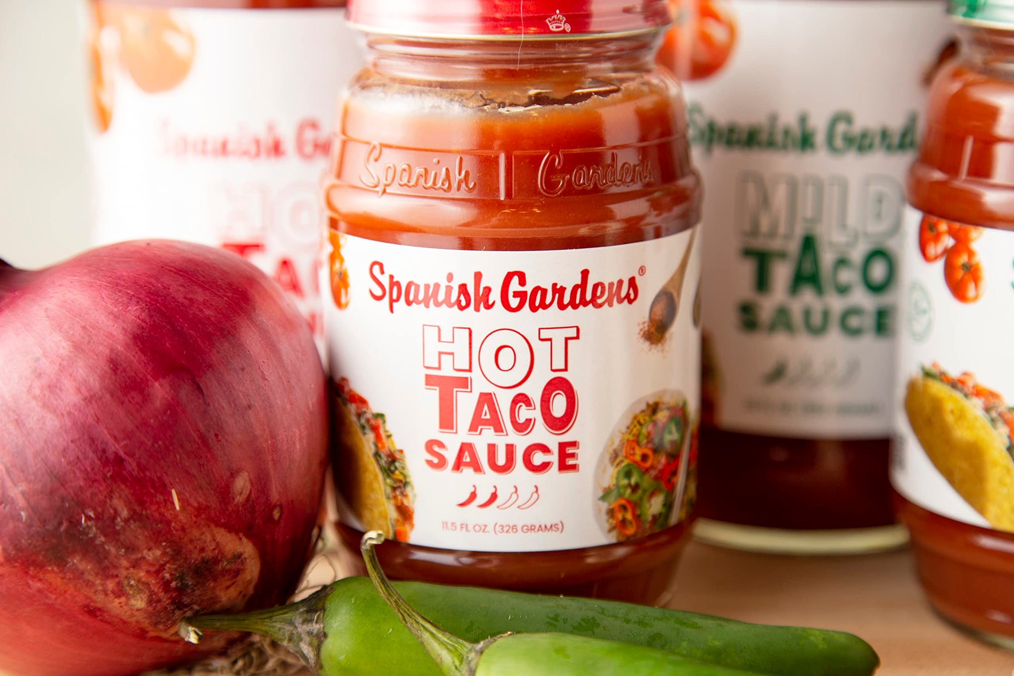 Spanish Gardens Taco Sauce (6 Pack) - Hot Taco Sauce for Authentic Mexican Food - Original Family Recipe, Spicy Sauce for Tex Mex Food (11.5 oz)