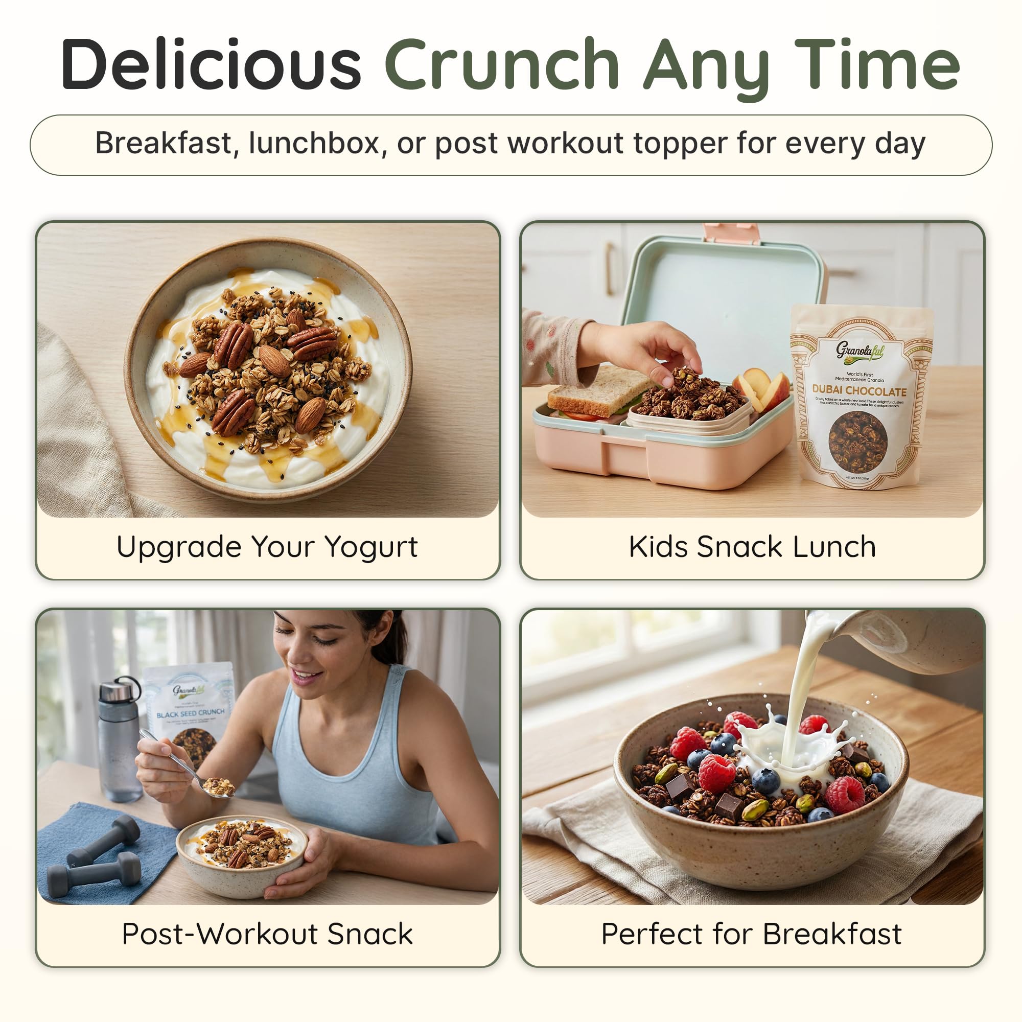 Granolaful Variety Pack - Dubai Chocolate Cereal & Original Mediterranean Crunch | Real Ingredients with Nuts, Seeds, Protein & Fiber | No Seed Oils