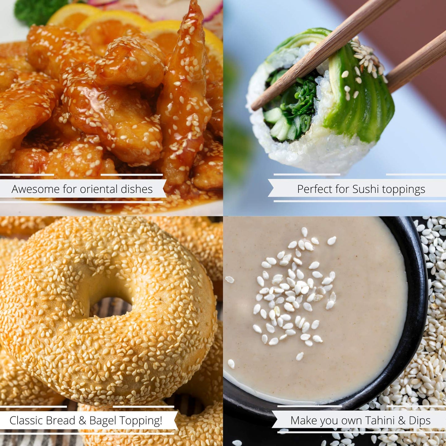 Gourmet White Sesame Seeds (Hulled) by It's Delish - 6 lbs Gallon Size Container Jug with Handle - Premium Whole Sesame Bulk Restaurant & Foodservice
