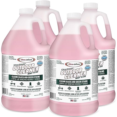 Citra-Shield Outdoor - Concrete, Roof, Walls, Headstone, Deck, and Vinyl Siding Cleaner - RTU Outdoor Cleaner Pack of 4
