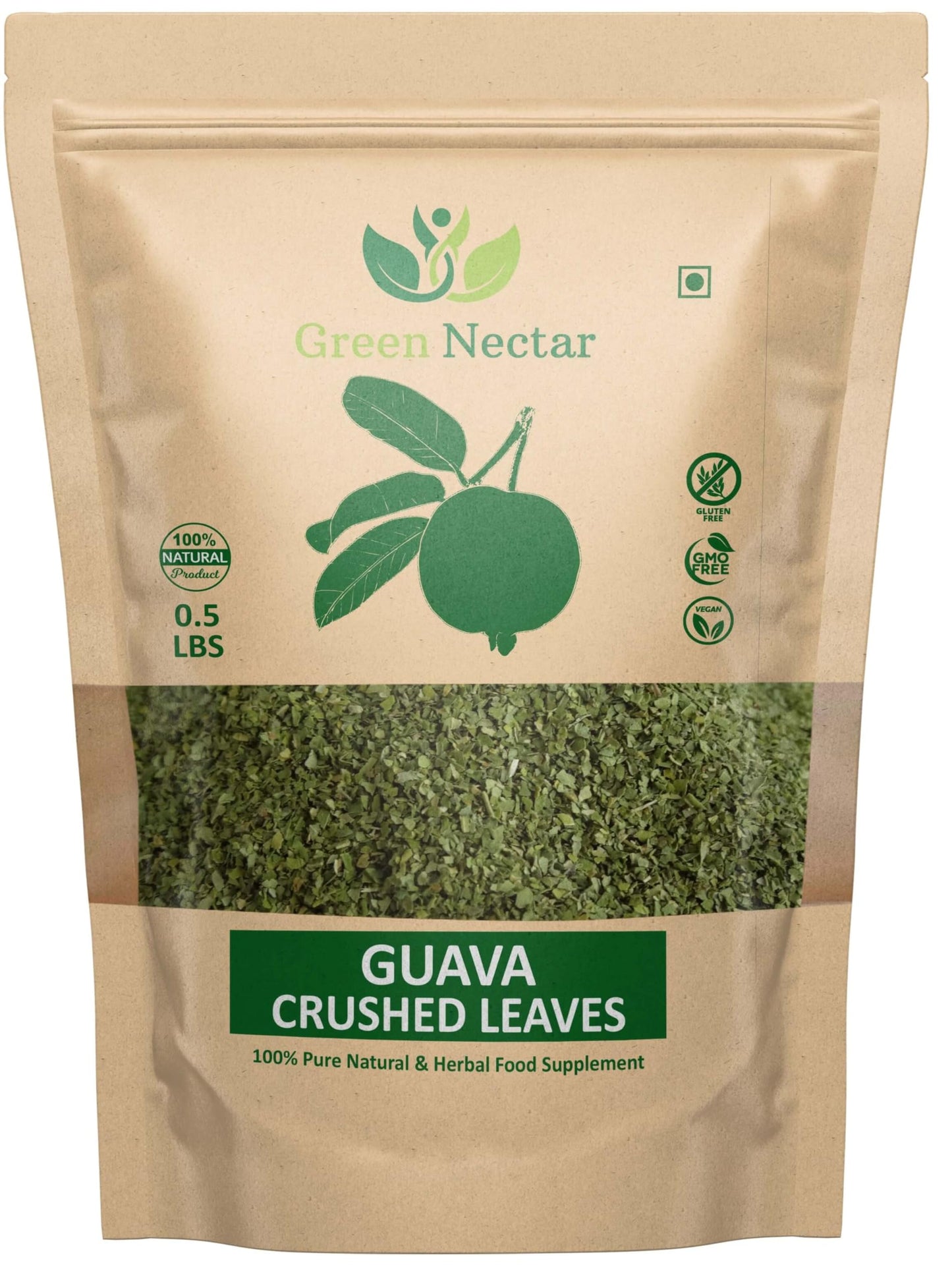 Guava Leaf Tea (Crushed, Dried, 8 OZ) - Hair Re-Growth, Skin & Nails, No Preservatives, 100% Pure Guava Leaves (8 Oz - 1 Pack)