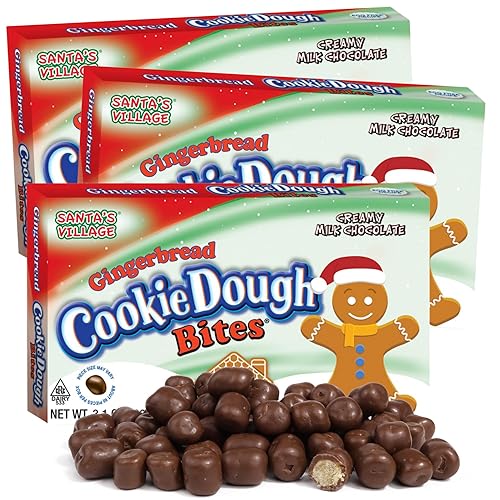 Christmas Gingerbread Cookie Dough Bites, Stocking Stuffer Candy Boxes, 3.1 Ounces (Pack of 3)