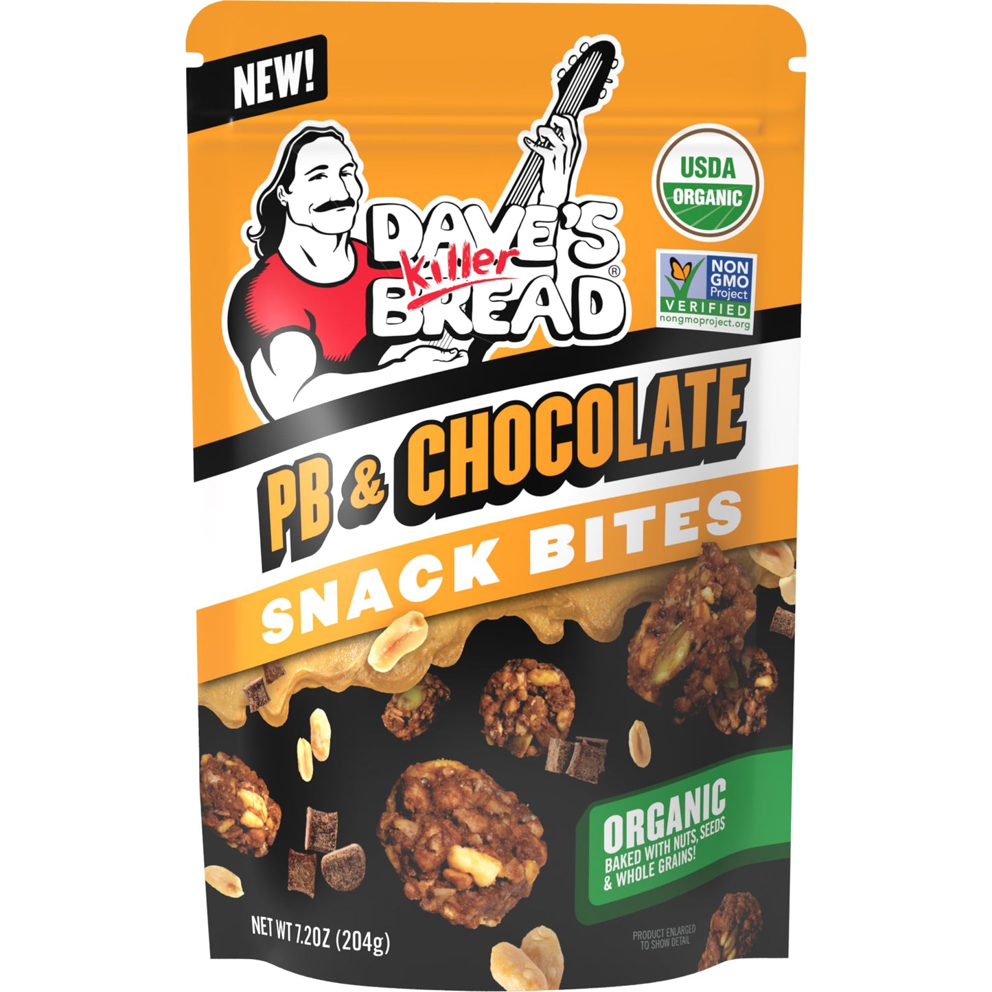Dave's Killer Bread PB & Chocolate Organic Snack Bites, Organic Snacks, 7.2 oz