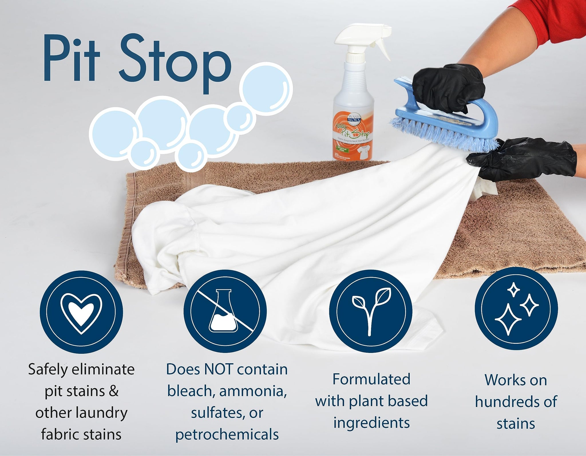 Sanco Industries Pit Stop - Sweat Stain & Deodorant Stain Remover, Multi-Stain & Multi-Purpose Formulated Spray, Safe for All Fabrics - 32 Ounces