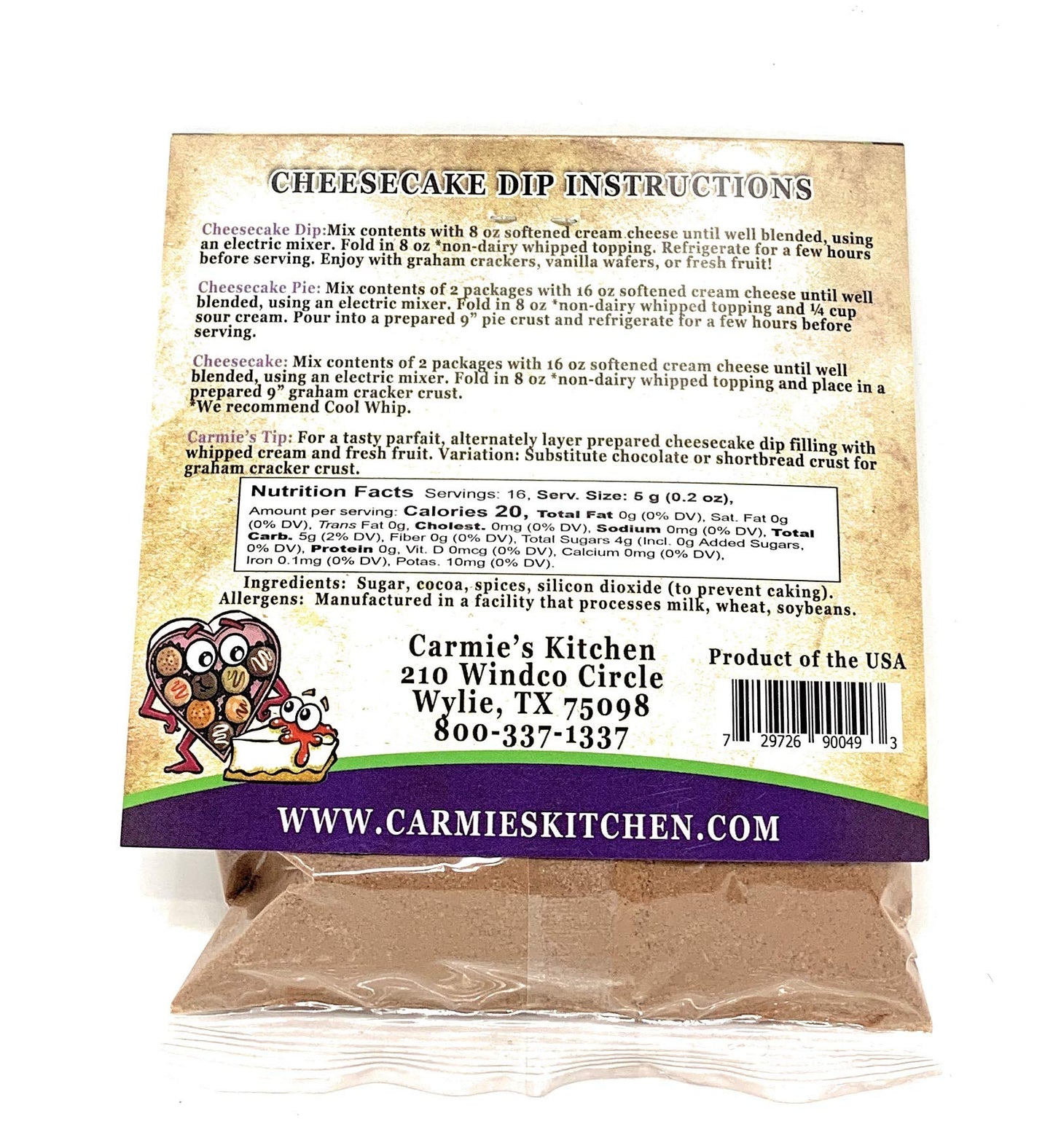 Carmie's Kitchen Chocolate Lovers Cheesecake Dip Mix