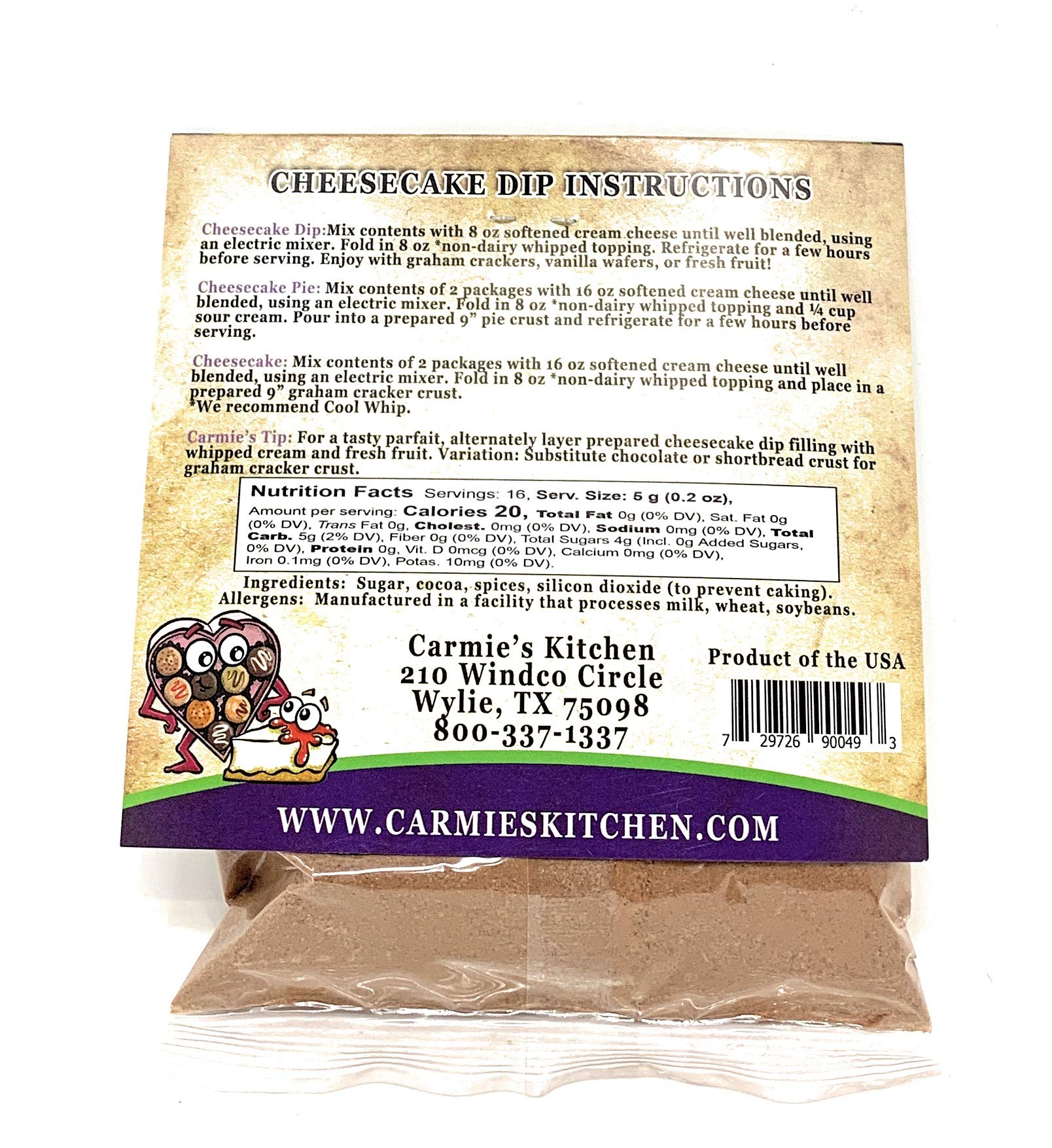 Carmie's Kitchen Chocolate Lovers Cheesecake Dip Mix