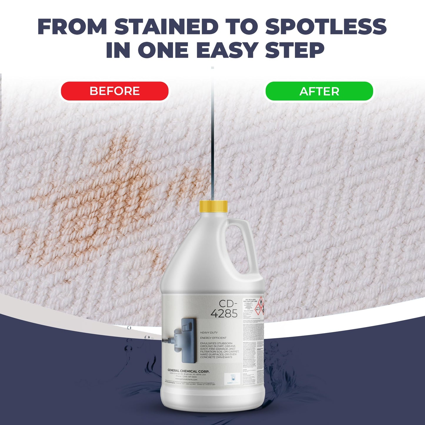 CarpetGeneral Heavy Duty Carpet Stain Remover CD 4285 - Carpet's Multi-Purpose and Powerful Liquid Solution, Though Cleaning Formula For Homeowners