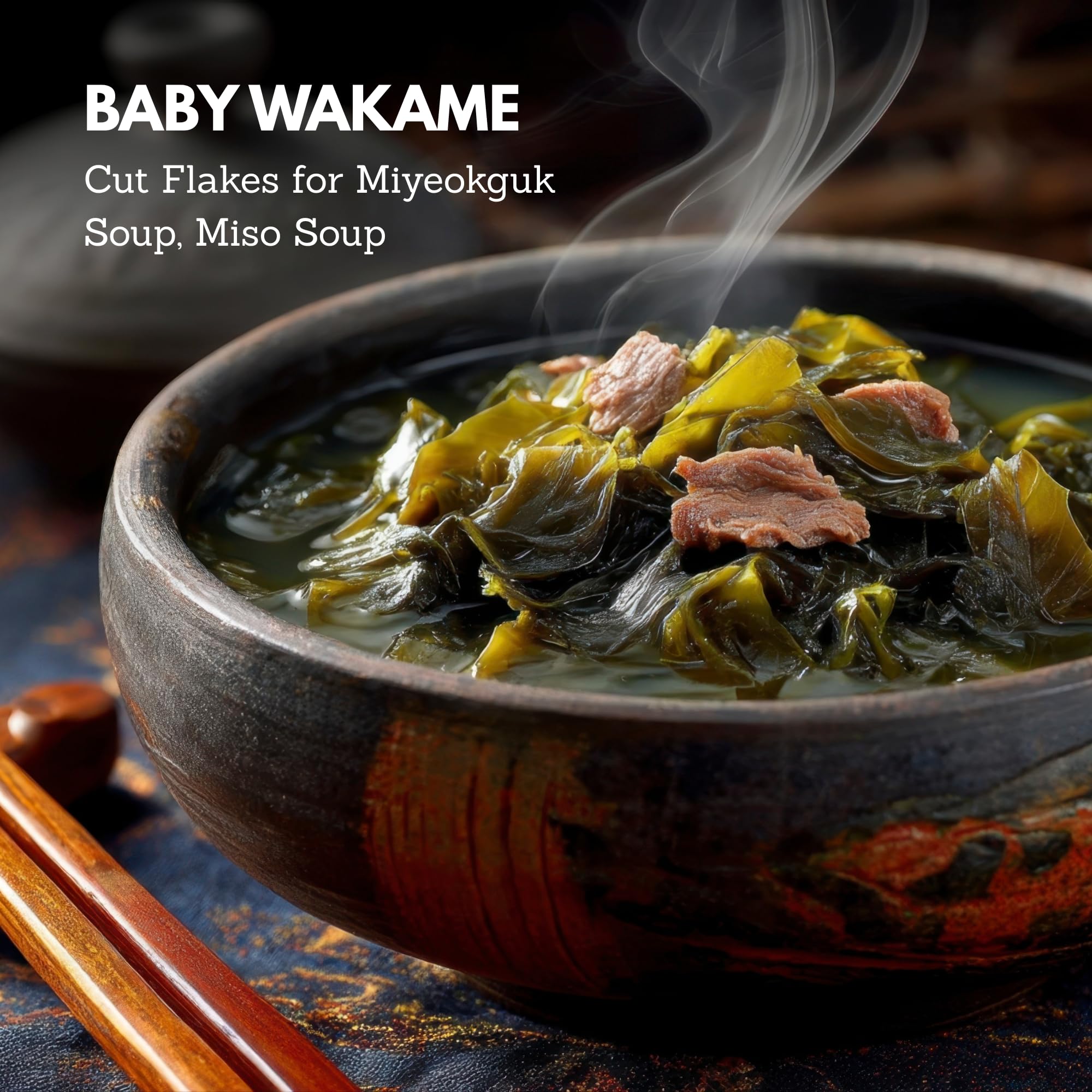 Dried Seaweed Miyeok | Premium Korean Baby Wakame Cut Flakes for Miyeokguk Soup, Miso Soup | Clean South Sea (Namhae) Harvest | 20 Servings | Expands