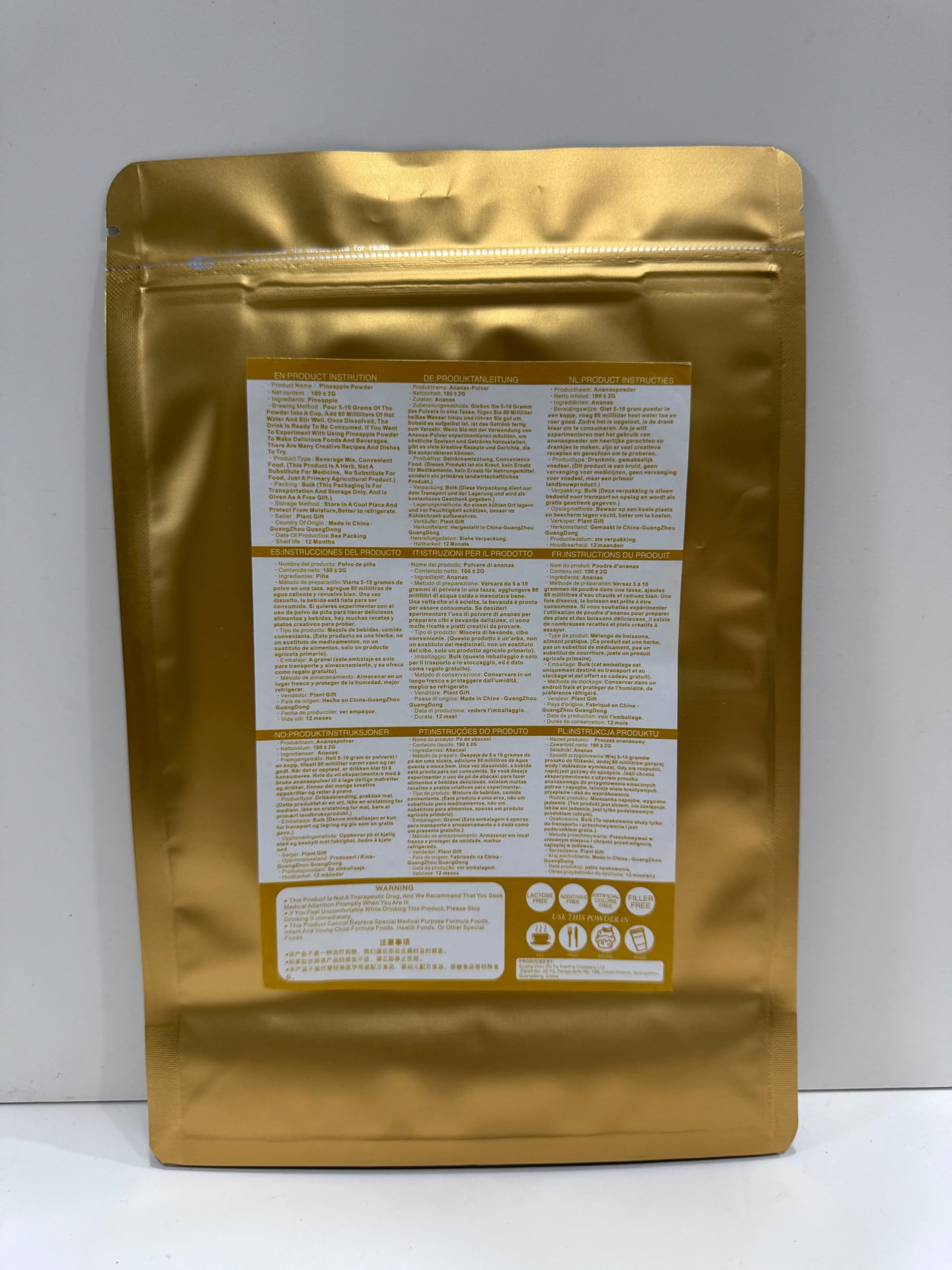 Plant Gift 100% Pure Pineapple Powder ??? Natural Meal Powder, Freeze Dried, Pineapple Juice Powder, Gluten Free, Freeze-Dried Pineapples | Non-GMO