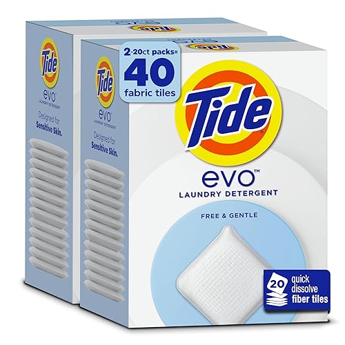 Tide evo Laundry Detergent Free & Gentle Works on 100% of Common Stains Concentrated Travel Detergent HE Compatible and Instant Dissolve Fights Stains