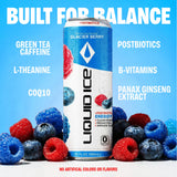 Liquid Ice Energy Drink - Zero Sugar, With Postbiotics For Gut-Health, Natural Caffeine, 120mg Caffeine, L- Theanine, Antioxidant Support, Clean