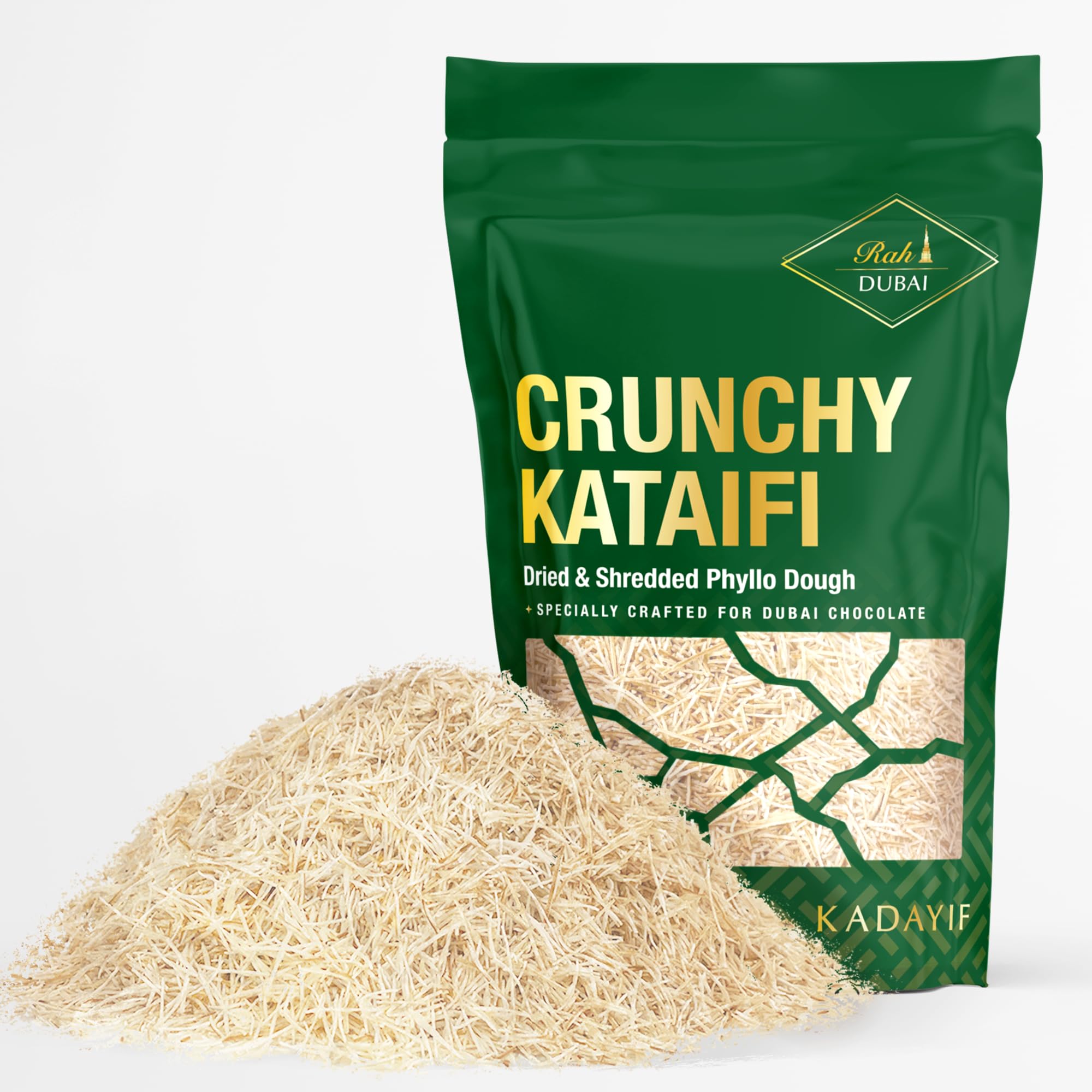 Rah Kataifi Shredded Fillo Dough - 500g (1.1lb) Kadayif For Dubai Chocolate, Knafeh Shredded Phyllo Dough Perfect For Dubai Chocolate Ingredients