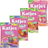Katjes Vegan Gummy Candy Assortment, 4.9 oz Bags, 4 Flavor Pack - Rainbow Sour Wild Free Cosmic Visions Chewy Gummies - Gelatin-Free, Plant Based