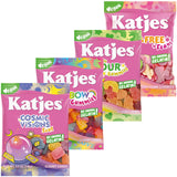 Katjes Vegan Gummy Candy Assortment, 4.9 oz Bags, 4 Flavor Pack - Rainbow Sour Wild Free Cosmic Visions Chewy Gummies - Gelatin-Free, Plant Based