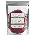 BAZARBUL Pure Sumac Spice Powder, 100% Authentic Turkish Seasoning, Non-GMO, No Salt Added, Organic, 4 oz Resealable Bag