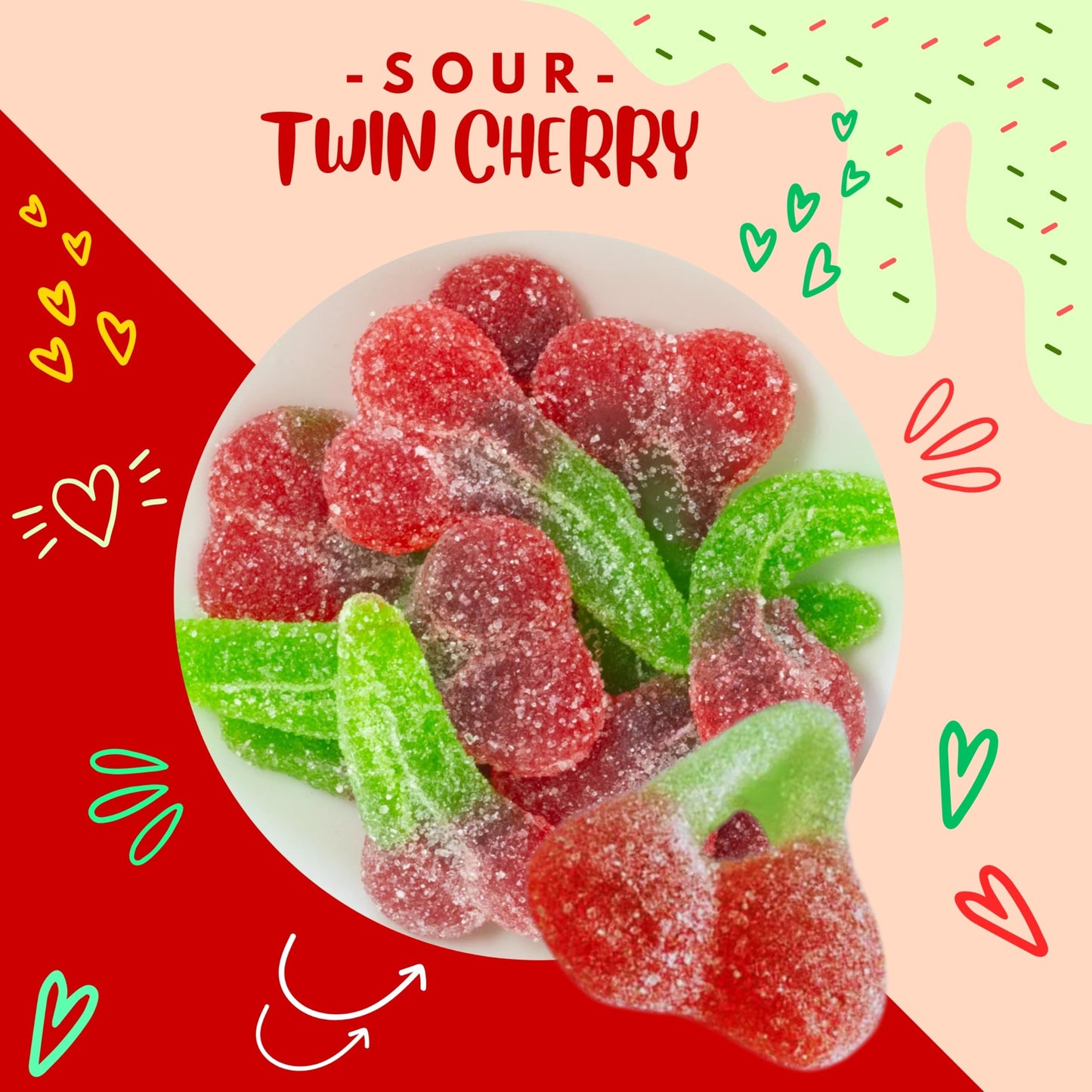Sour Cherry Gummy Candy, Halal Candy Bulk 2 Pound Bag | Sweet & Tangy Cherry Gummies | Fruit Flavored Gummies for Parties, Candy Buffets, Goodie Bags