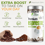 Maximum Slim Premio Instant Espresso Powder - Bold & Rich Flavor 100% Arabica Beans - Non-GMO, Gluten-Free - Premium Medium Roast Coffee 14.1 oz