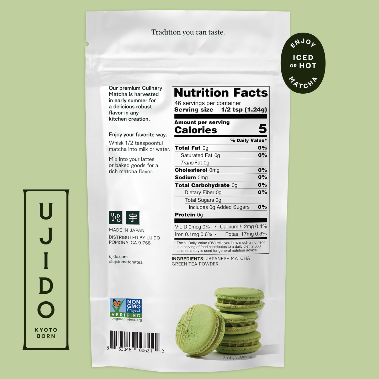 Ujido Summer Harvest Culinary Matcha, 2 oz., 46 Servings - Culinary Grade Japanese Matcha Powder - Gluten Free & Keto Friendly - Smooth, Mellow Flavor