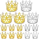 15Pcs Crown Cake Topper, Gold Silver Mini Crowns, Small Crystal Pearl Cupcake Toppers for Flower Arrangements Cupcake Baby Shower Birthday Party