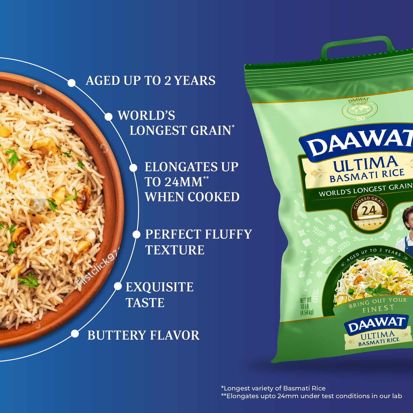 Daawat Ultima Basmati Rice - Authentic Extra Long Grain White Rice, 10 lb Bag