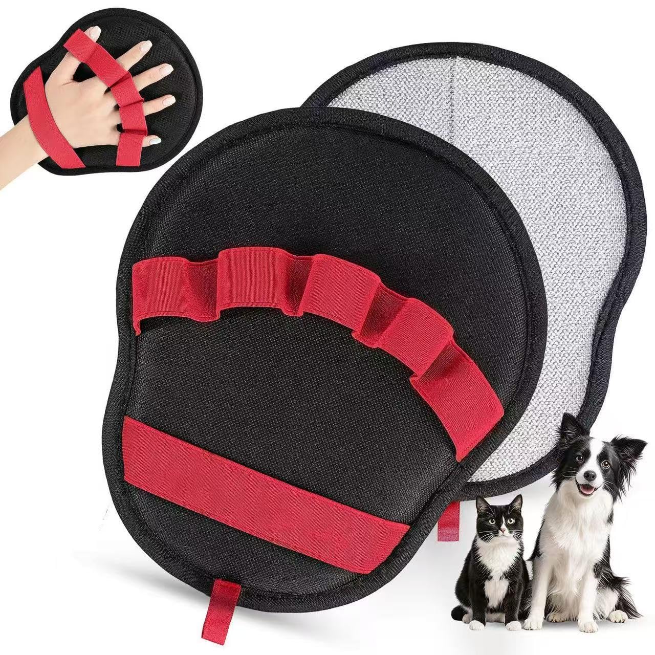 PalmPurr Pet Hair Remover Gloves 2 Pack - Reusable Double-Sided Lint Mitt for Dogs & Cats, Washable Fur Cleaner for Couch, Bed, Clothes, Carpet & Car