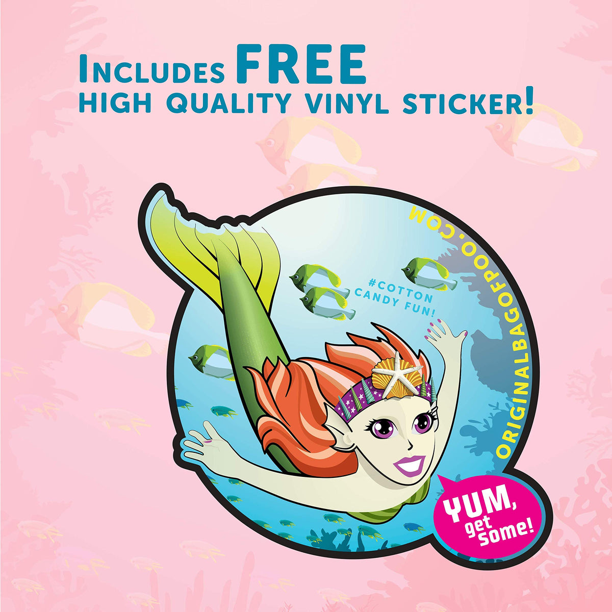 The Original Bag of Poo®, Mermaid Poo (Blueberry Flavor Cotton Candy) Novelty Poop Gag Gift. Free sticker inside.