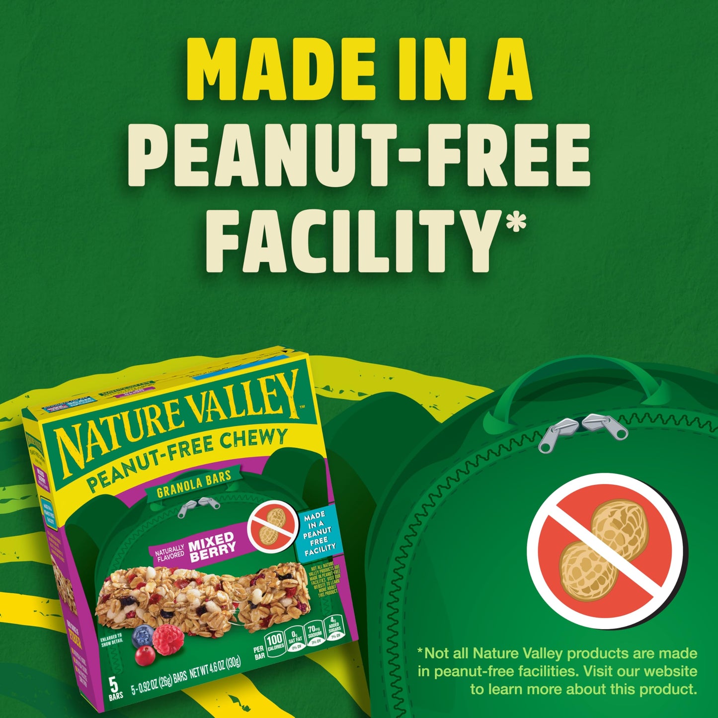 Nature Valley Peanut-Free Chewy Granola Bars, Mixed Berry, Made in a Peanut Free Facility, 5 Bars, 4.6 oz
