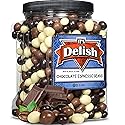 Gourmet Chocolate Covered Espresso Beans Medley by Its Delish, 3 LBS Jumbo Reusable Container - Mix of Dark, Milk & White Chocolate Covered Roasted