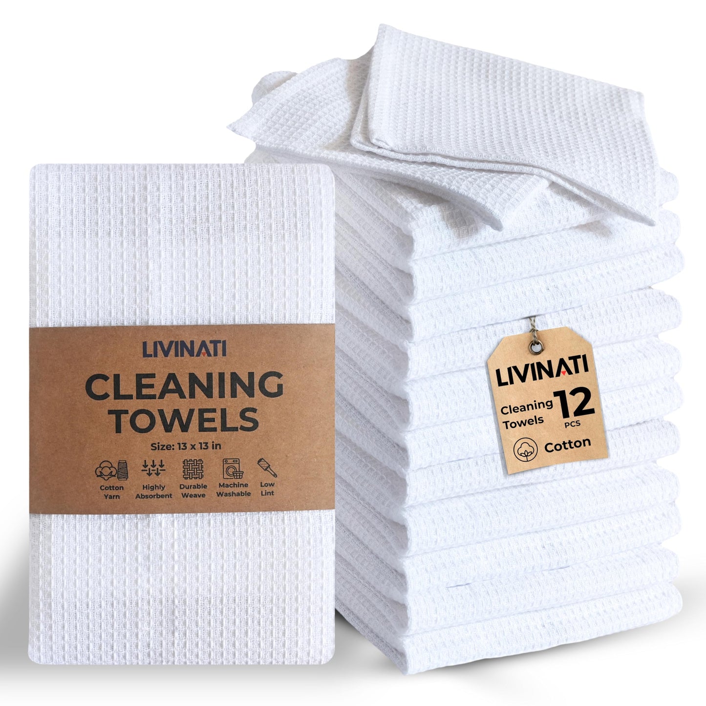 White Cotton Cleaning Rags For Housekeeping - Trapos Paños De Limpieza Reutilizables - Kitchen Bar Shop Towel Dish Mop Wash Cloth For House Dust