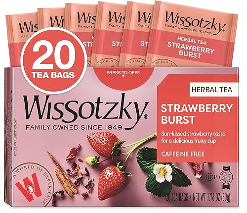 Wissotzky Strawberry Burst Herbal Tea, 20 Tea Bags | Fruity Blend | Caffeine Free Tea | Antioxidant Rich