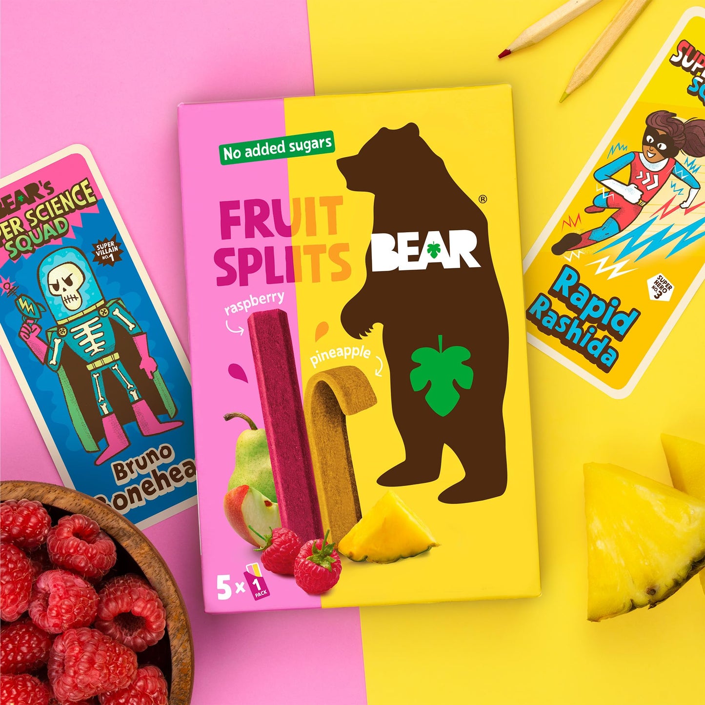 Bear, Fruit Splits Raspberry Pineapple, 3.5 Ounce