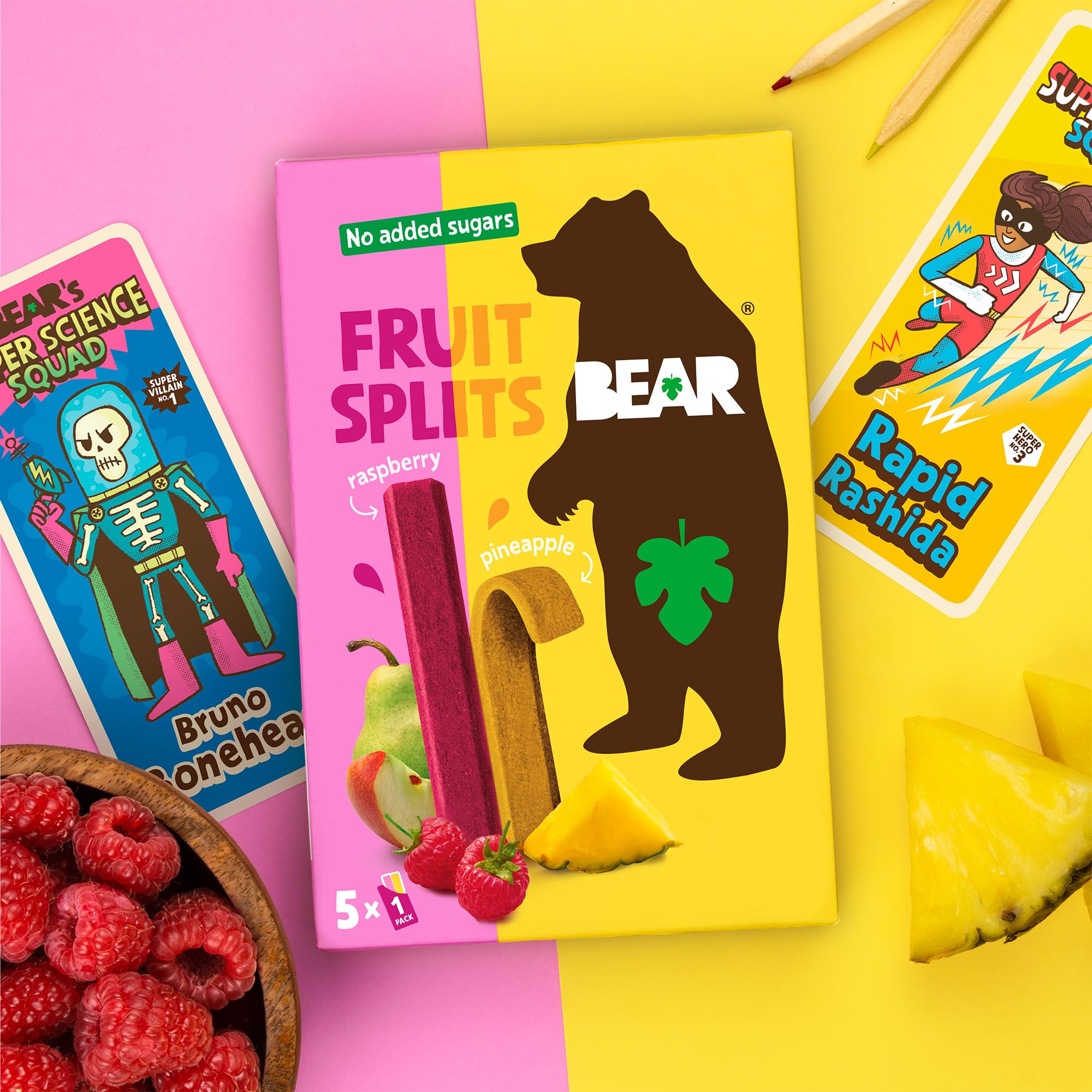 Bear, Fruit Splits Raspberry Pineapple, 3.5 Ounce