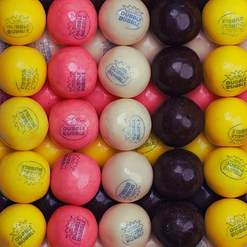Banana Split Gumballs - 1 Inch Large Bubble Gum Balls - 1.7 LB Resealable Bag Double Bubble Chewing Gum - Vanilla Chocolate Strawberry Banana Flavors