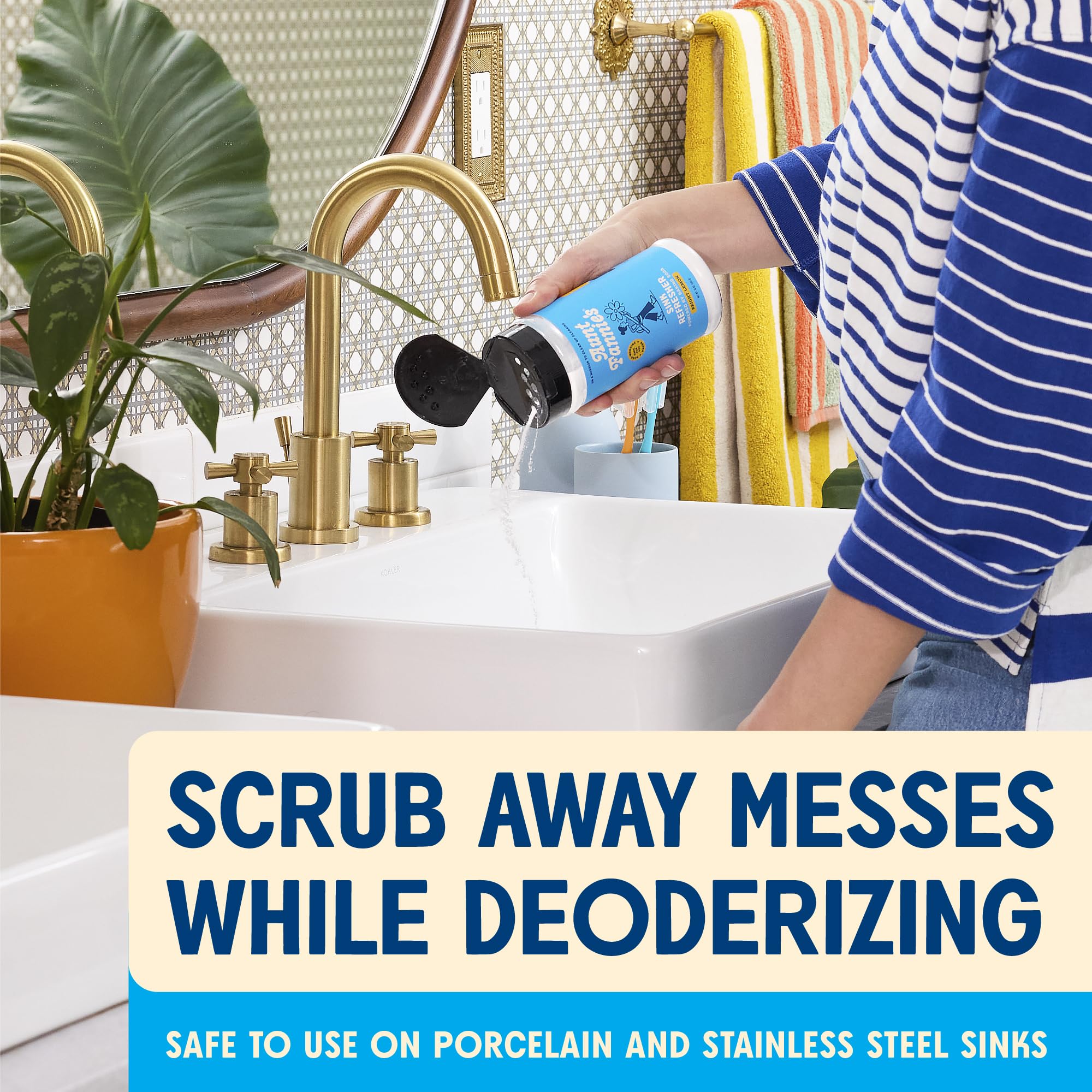 Aunt Fannie's Sink Refresher, Bright Lemon Powder Scrub and Odor Minimizer for Sinks, Drains and Garbage Disposals, 16 Ounces (Pack of 1)